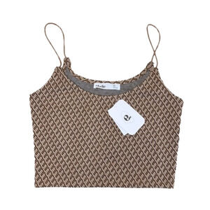Elodie Elastic Brown Geo Print Cami Crop Tank Top - Size X Small, NWT